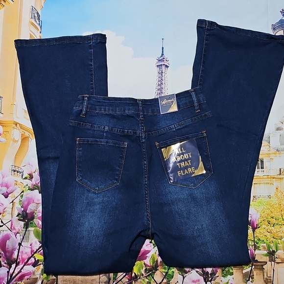 Special One Los Angeles High Waist Dark Blue Flare Jeans Size 3 New - Picture 9 of 10